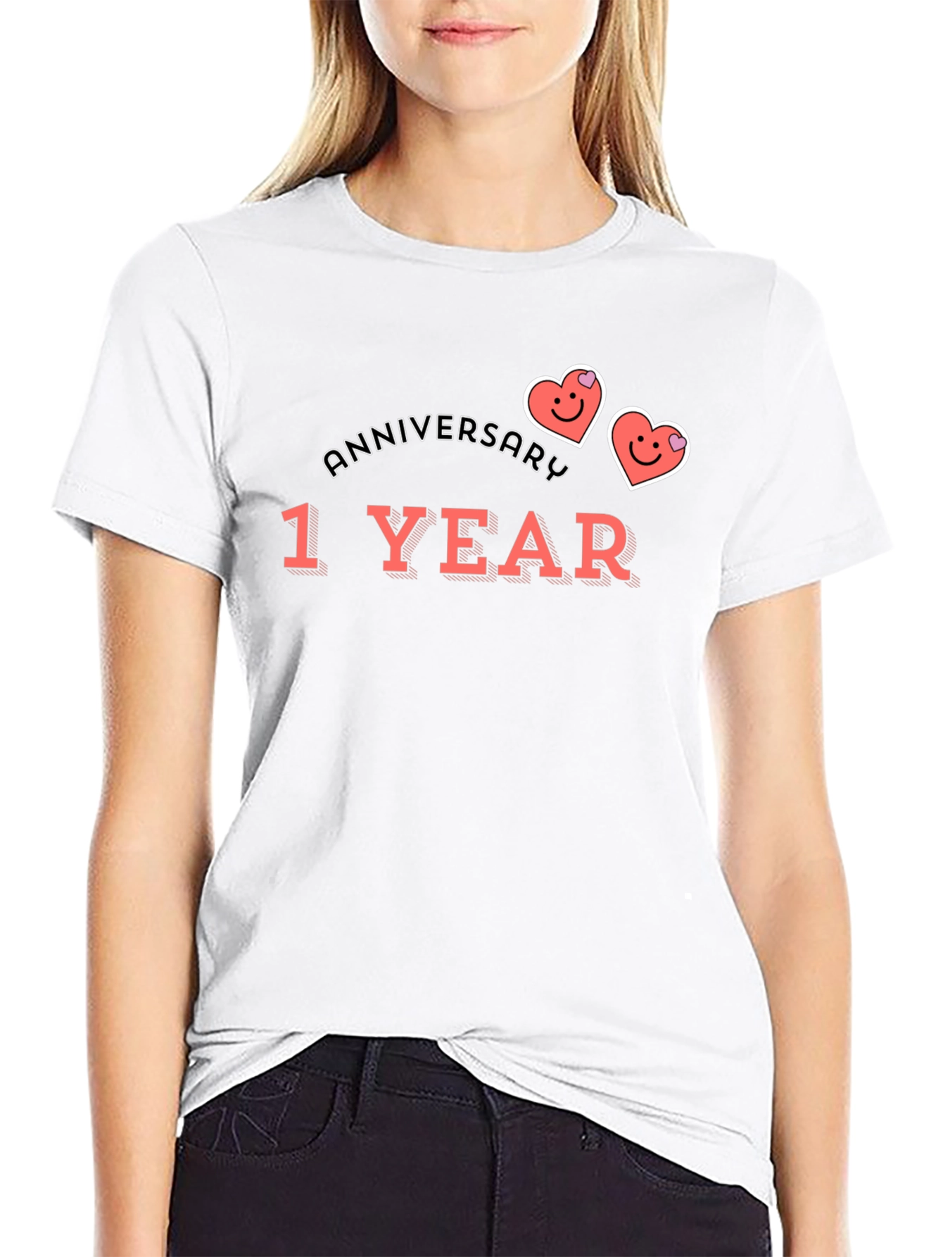 1 Year Anniversary Graphic Tee - Cute Hearts