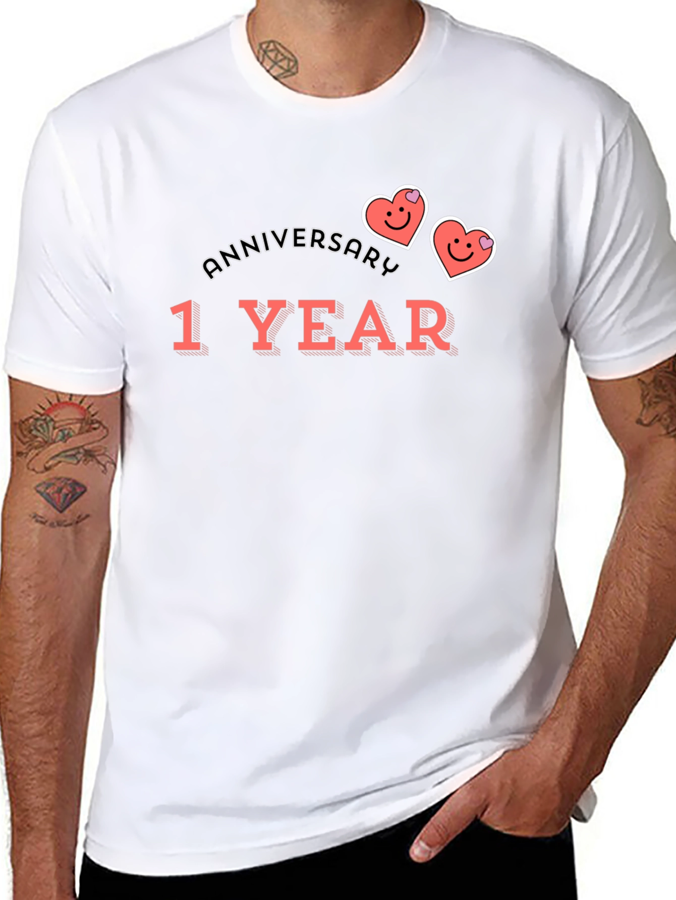 1 Year Anniversary Graphic Tee - Cute Hearts