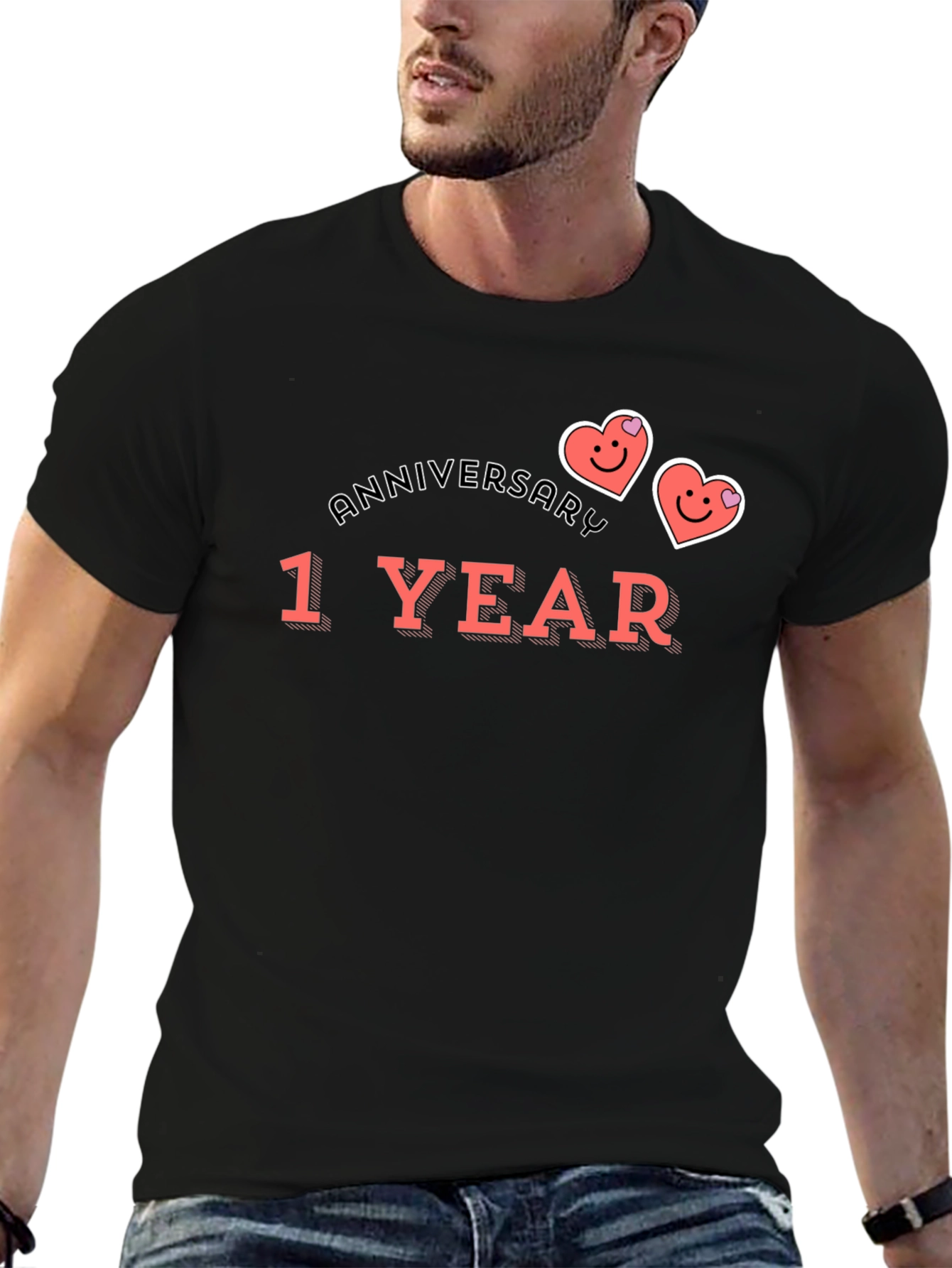 1 Year Anniversary Graphic Tee - Cute Hearts