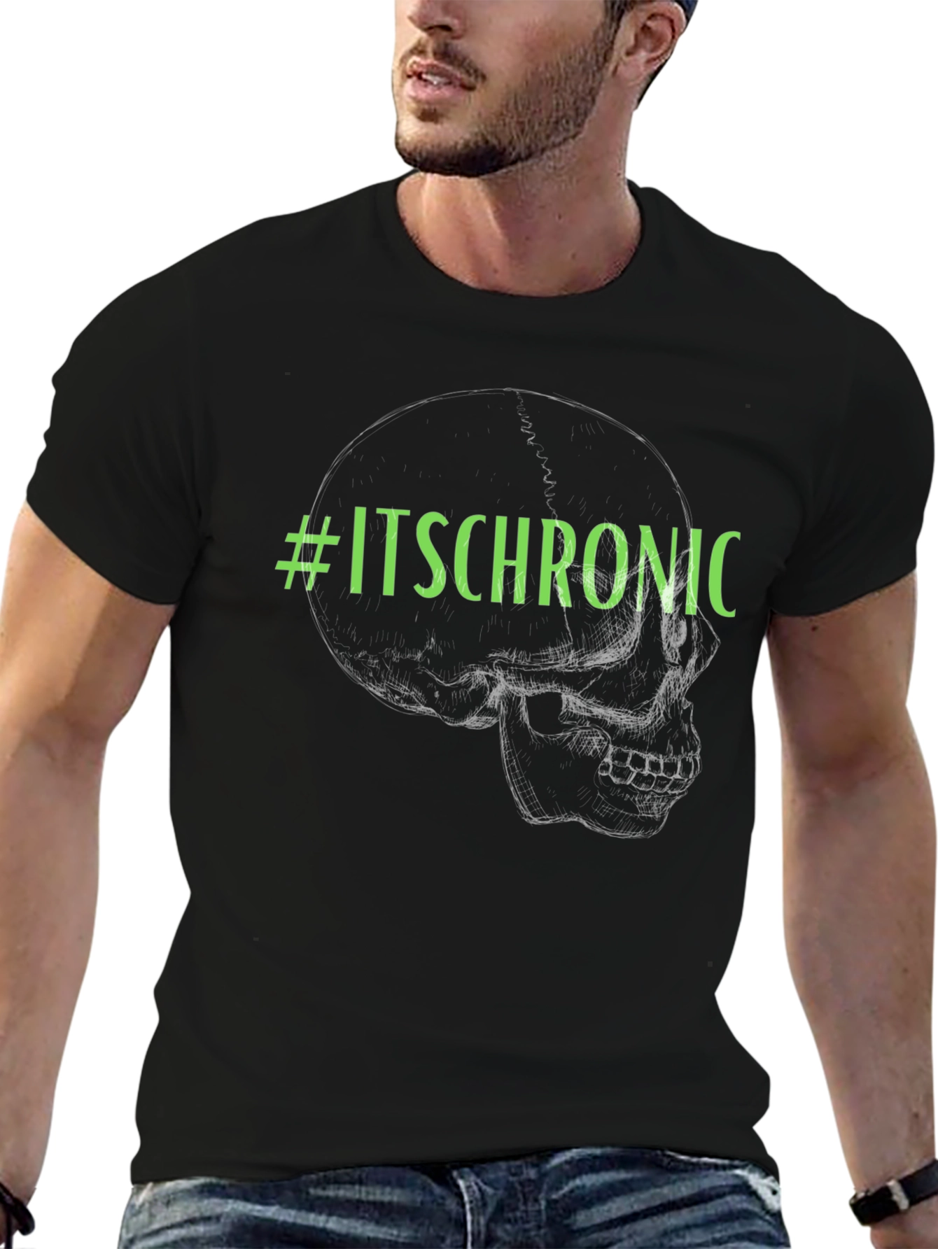#ItsChronic Skull Graphic Black T-Shirt