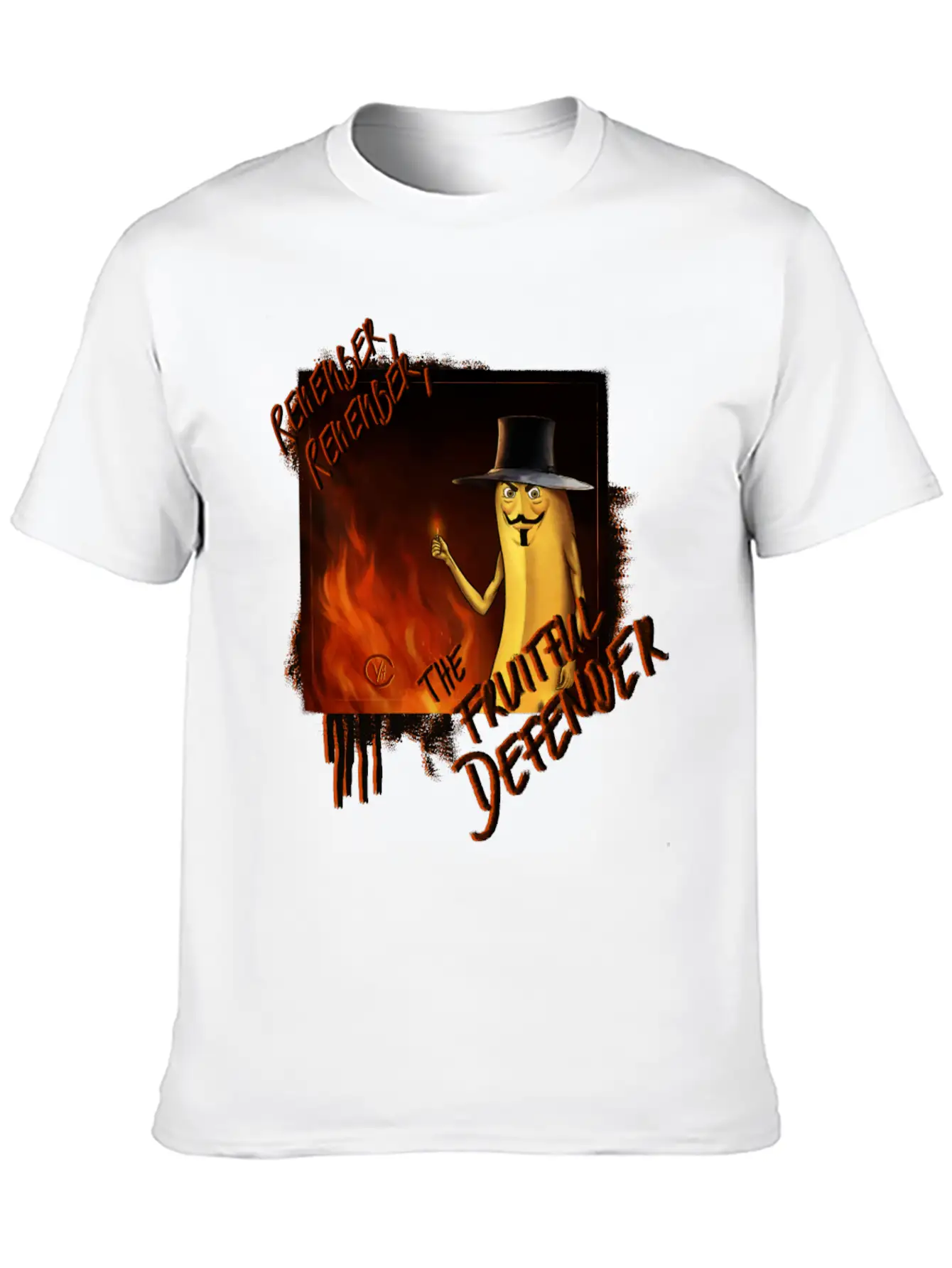 "The Fruitful Defender": Bayana Fawkes Painting Simple Everyday Graphic Tee – Lightweight Summer Wear