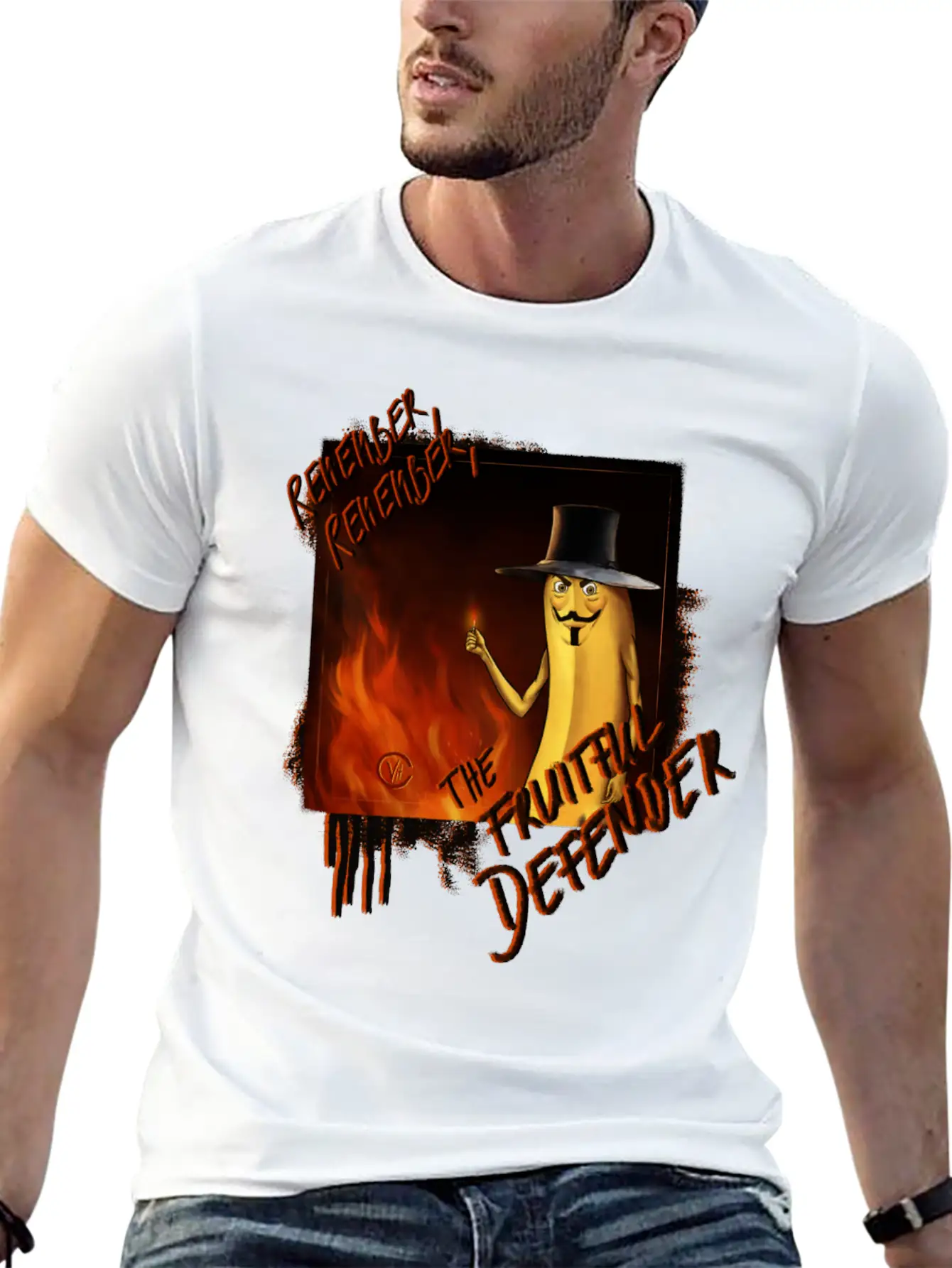 "The Fruitful Defender": Bayana Fawkes Painting Simple Everyday Graphic Tee – Lightweight Summer Wear
