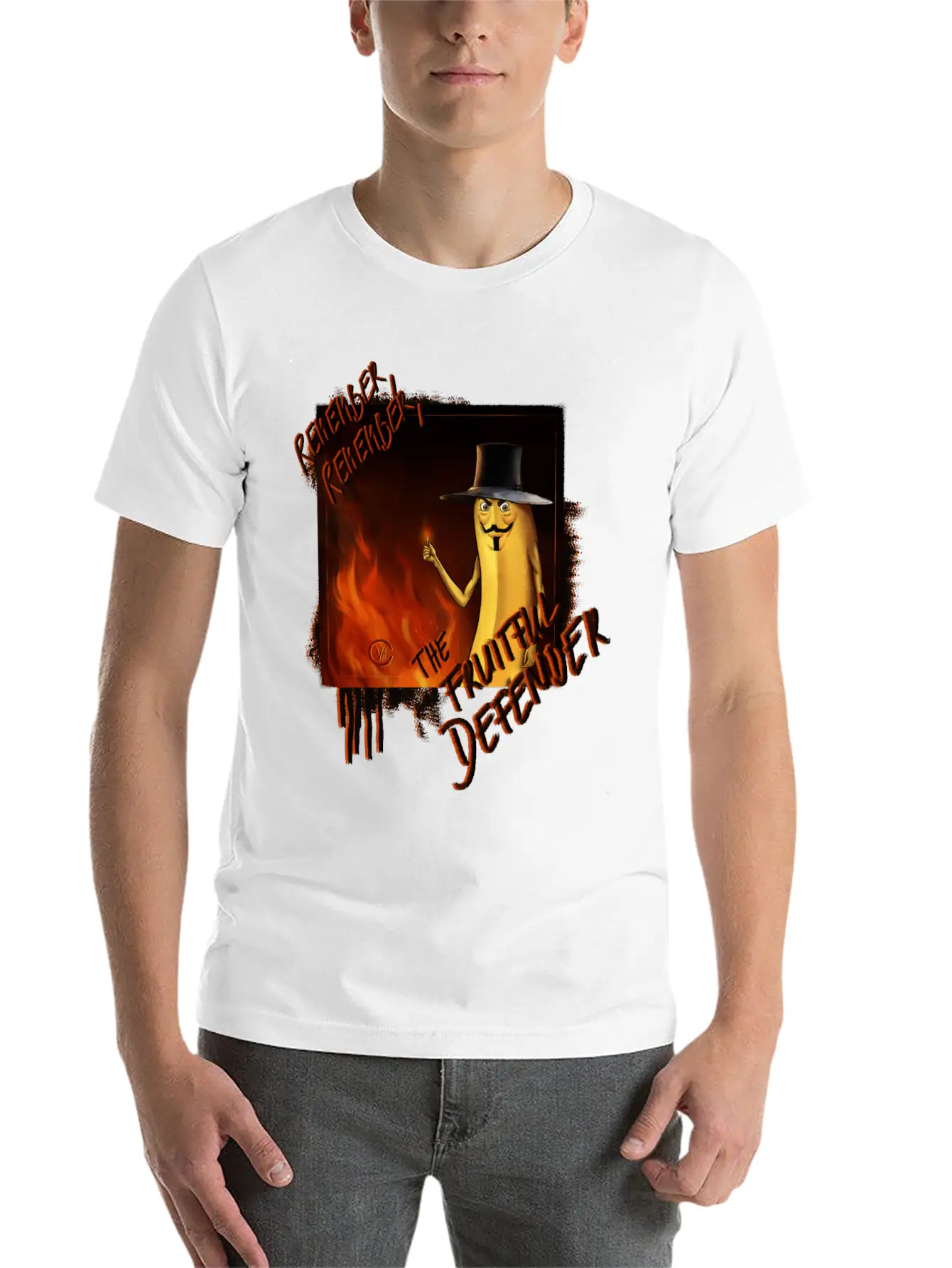 "The Fruitful Defender": Bayana Fawkes Painting Simple Everyday Graphic Tee – Lightweight Summer Wear
