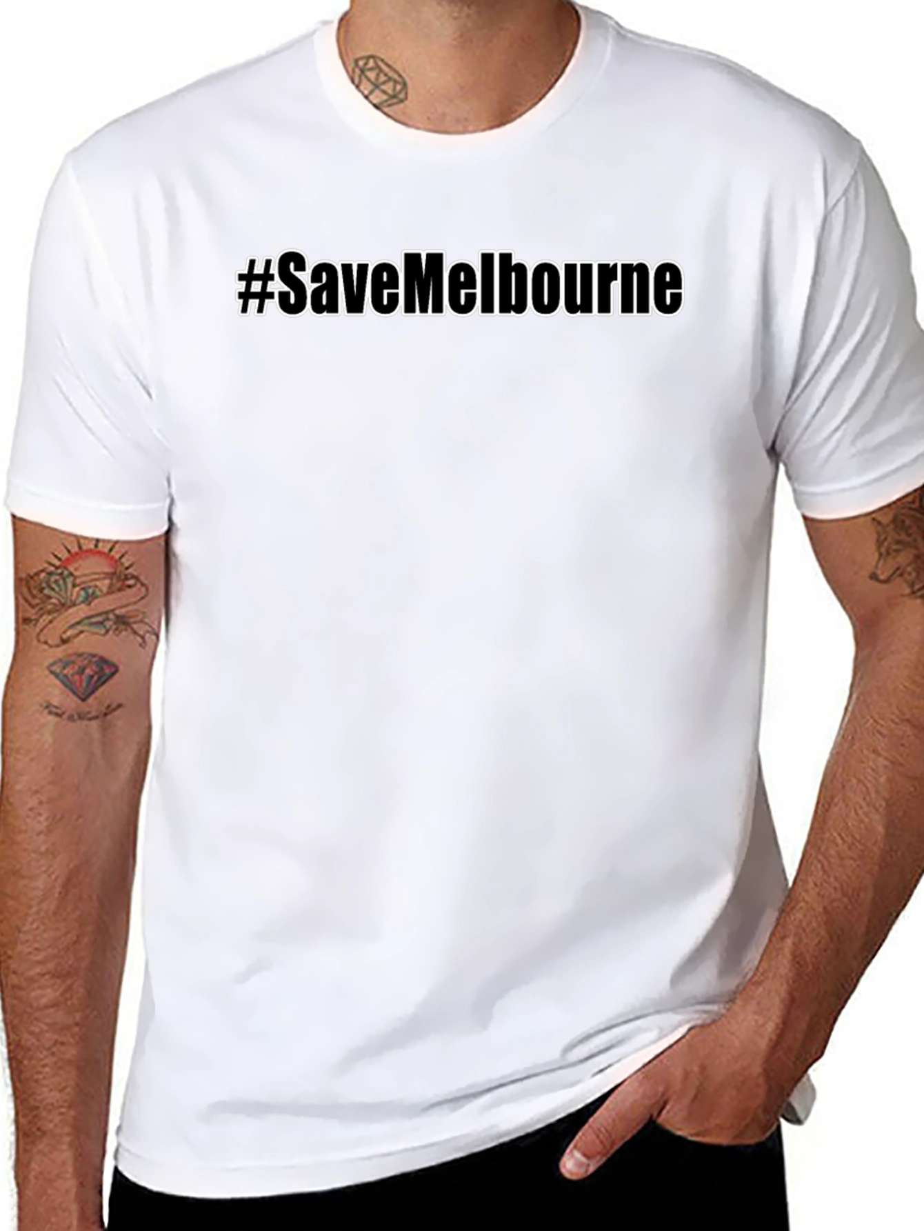 #SaveMelbourne Black Graphic Tee Shirt