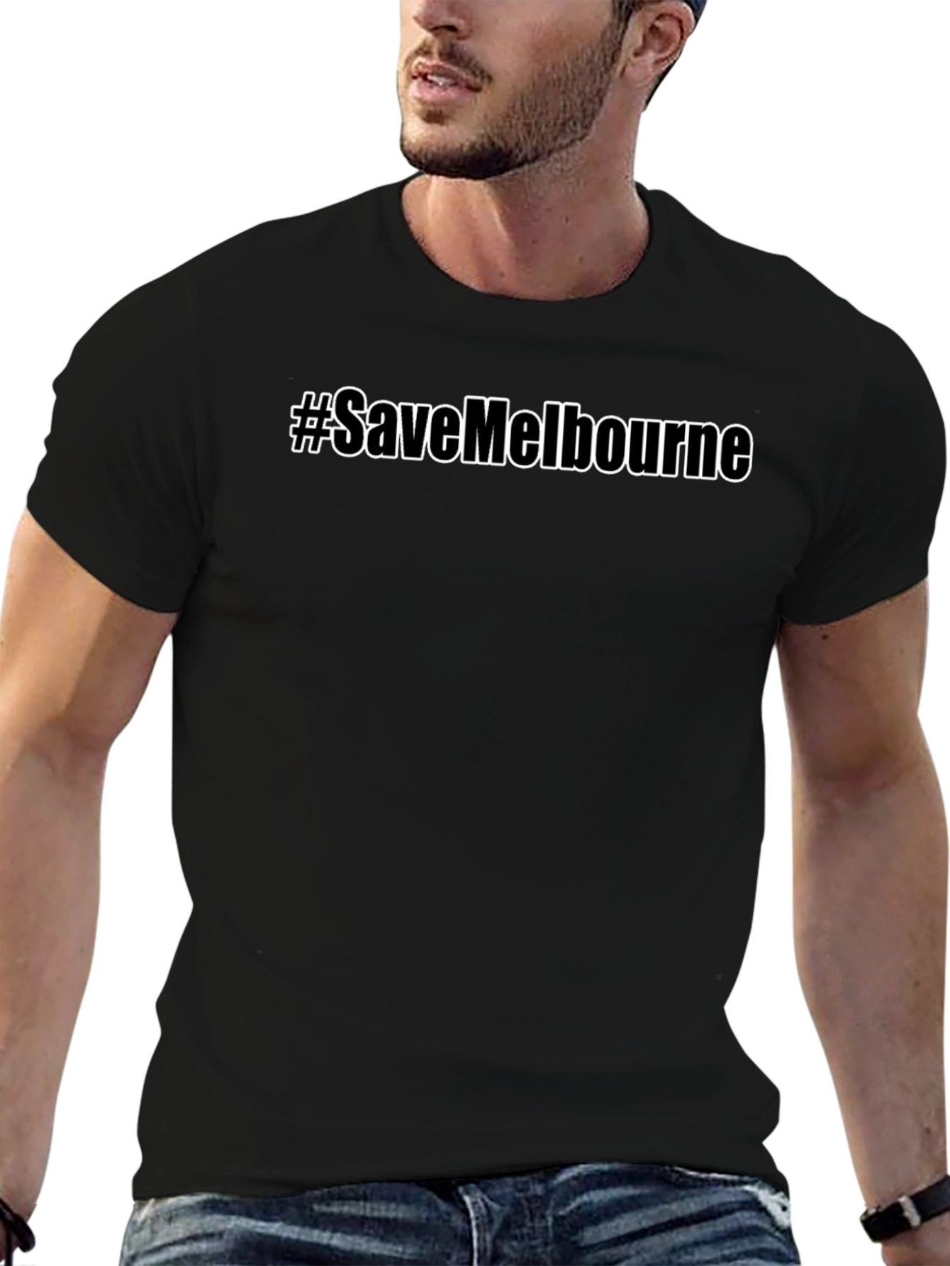 #SaveMelbourne Black Graphic Tee Shirt