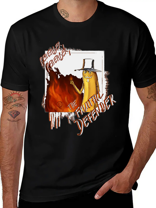 "The Fruitful Defender": Bayana Fawkes Painting Simple Everyday Graphic Tee – Lightweight Summer Wear